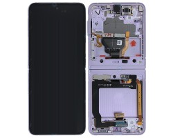 Kijelző Samsung Galaxy Z Flip3 5G (SM-F711) előlap + LCD kijelző + érintőpanel komplett kerettel lavender GH82-26274D GH82-26273D